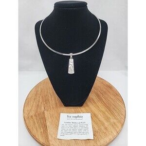 Lia Sophia Genuine Mother Of Pearl Collar Silver Necklace